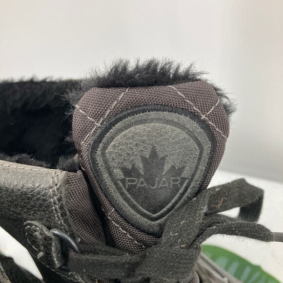 Pajar Canada Black Red Leather Faux Fur Lined Lace Up Waterproof Duck Snow Boots - Picture 2 of 10